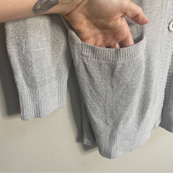 Barefoot Dreams Dew Drop CozyChic Ultra Lite Chevron Placket Cardigan Medium - Picture 7 of 16